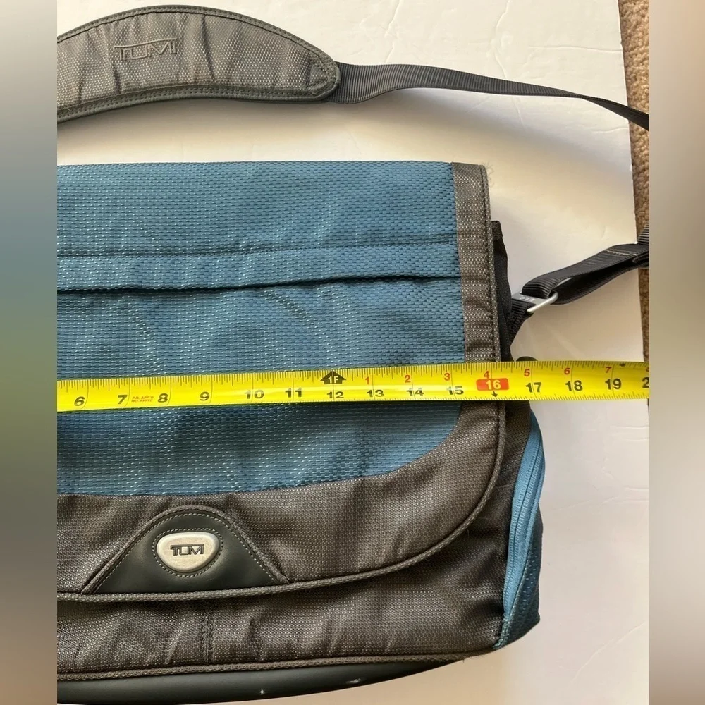 Tumi Blue Gray Messenger Bag Many Pockets
